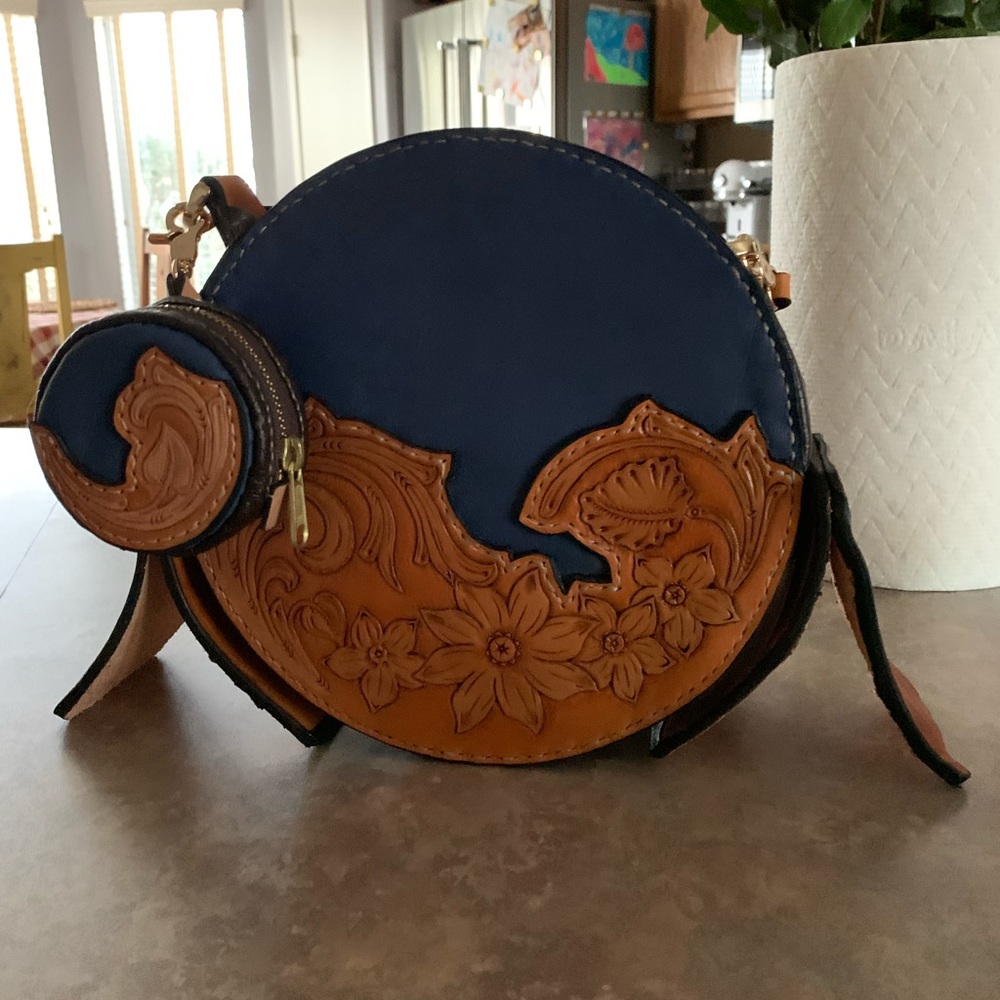 Handmade Round Leather Purse (made by husband)